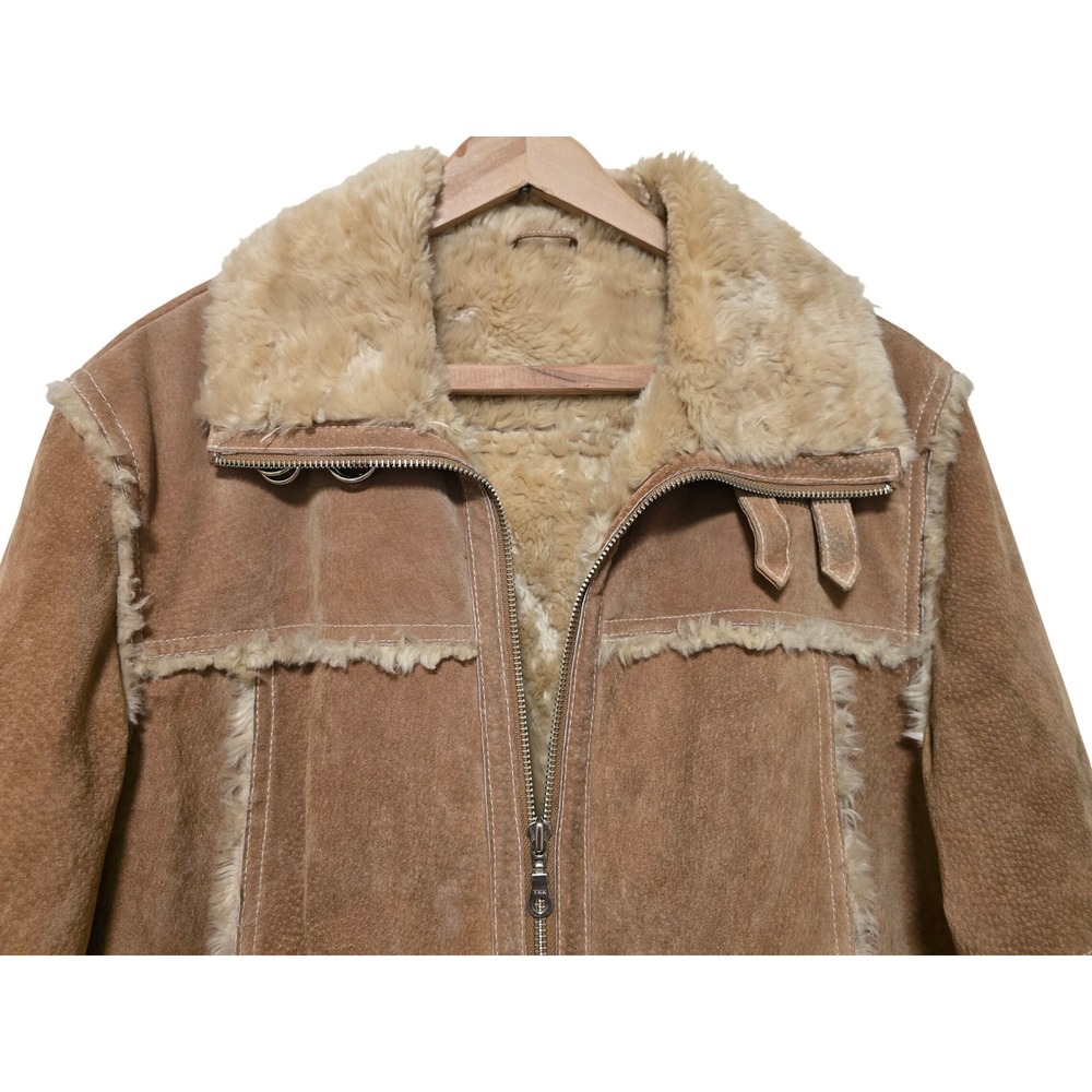 Wilson Leather Womens Vintage Suede Faux Shearling Lined Aviator Coat Size Large - Picture 4 of 12